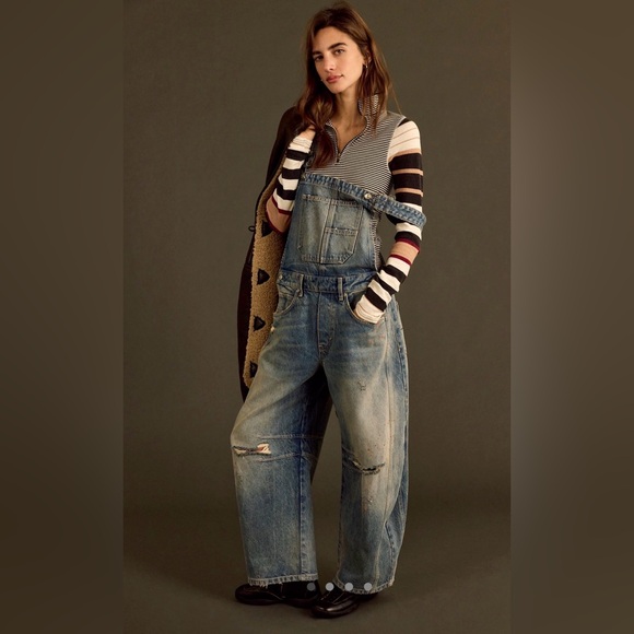 Free People NWT Good Luck Barrel Overalls, XL - Picture 2 of 13
